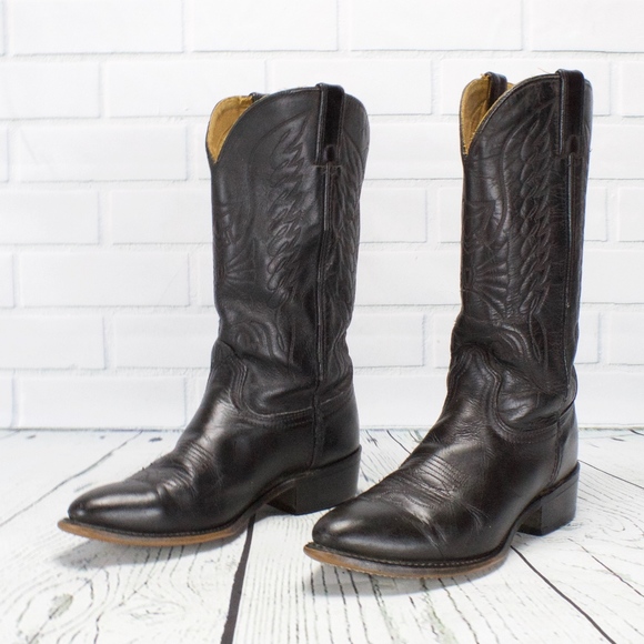 Durango Black Leather Western Moto Boots Size 8.5 - Picture 2 of 8